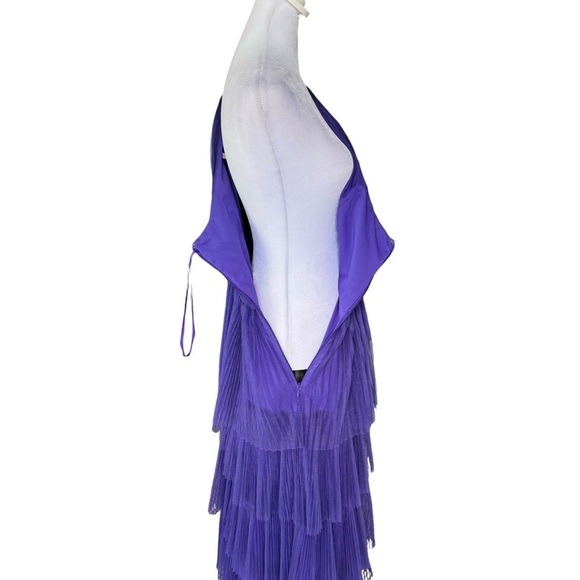 Hutch x Anthropologie - Xala One-Shoulder Tiered Pleated Tulle Maxi Dress Sz 6 - Picture 8 of 11
